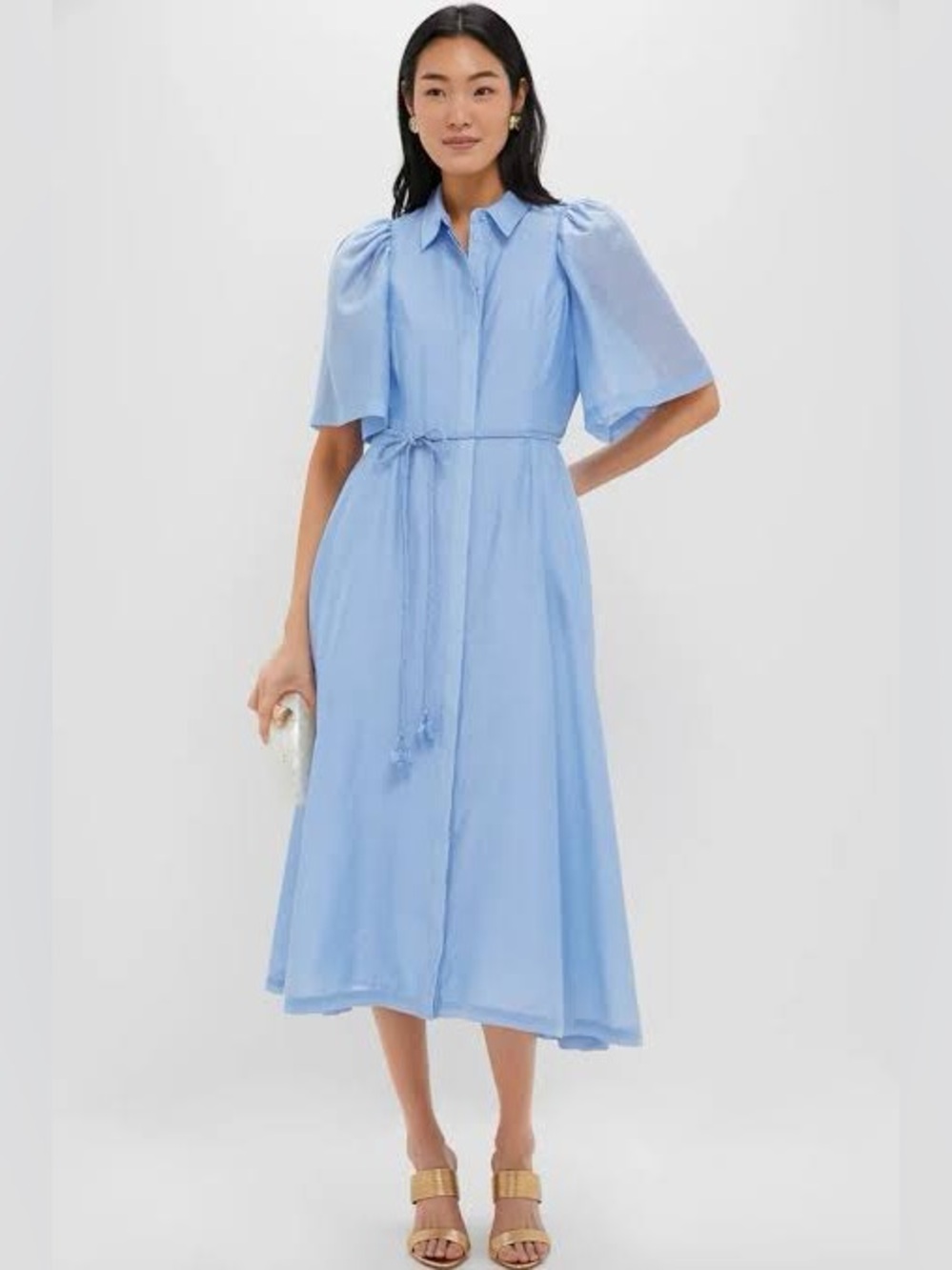 Tuckernuck-Light Blue Shirt Dress with Tie Waist